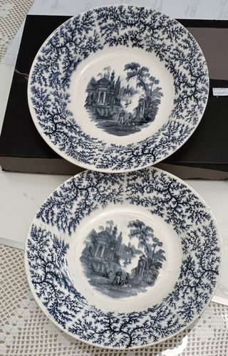 Platos Cartuja (2) Diseño Azul y Blanco