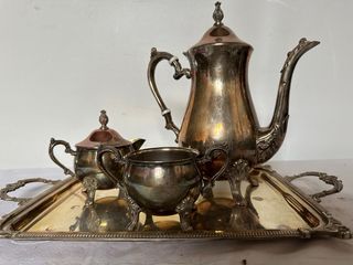 Antiguo juego de té de alpaca