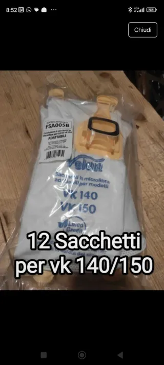 12 Sacchetti Velan per Folletto VK 140/150