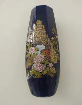 Jarrón porcelana china vintage pavos reales