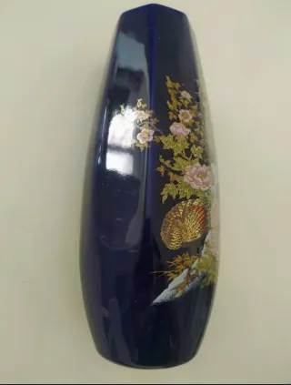 Jarrón porcelana china vintage pavos reales