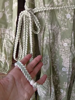 Vestido Zara Estampado Verde Talla L