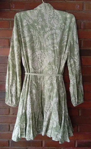 Vestido Zara Estampado Verde Talla L