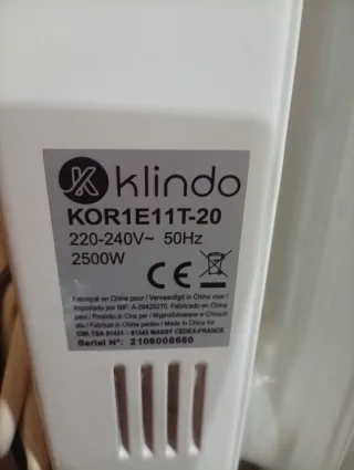 Calefactor Aceite Klindo 2500W KOR1E11T-20