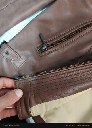 Chaqueta Polipiel Marrón Vintage Tipo Motera