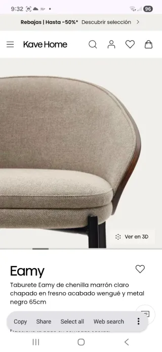 Taburete Eamy Kave Home