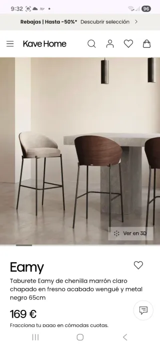 Taburete Eamy Kave Home