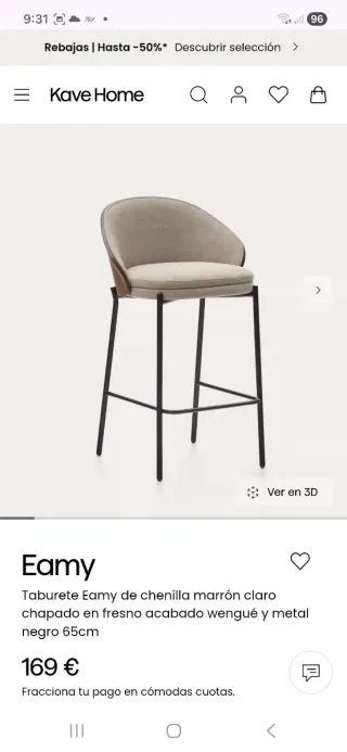 Taburete Eamy Kave Home