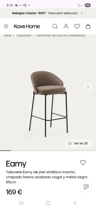 Taburete Eamy Kave Home