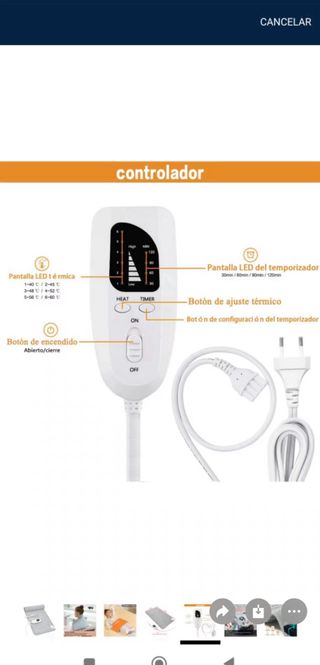 Manta Eléctrica Franela Gris Nueva