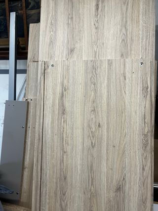 Armario puertas correderas madera y blanco