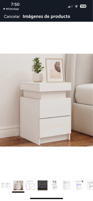 2 Mesitas de noche blancas con LED