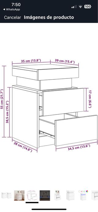 2 Mesitas de noche blancas con LED