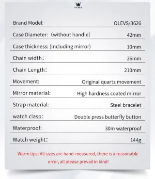 Reloj OLEVS Hombre Cronógrafo Azul Plateado