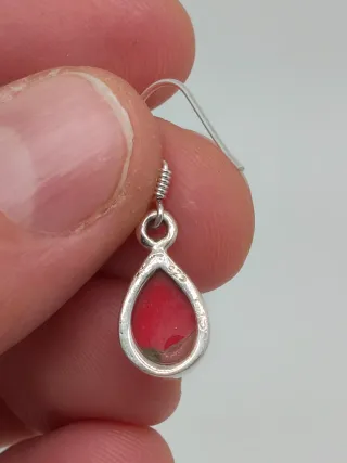 Pendientes Plata 925 Coral Rojo