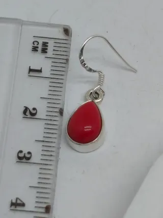 Pendientes Plata 925 Coral Rojo