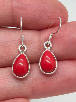 Pendientes Plata 925 Coral Rojo