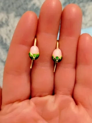 Pendientes flor tulipán esmaltados
