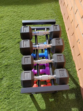 Soporte para mancuernas de 2 niveles.