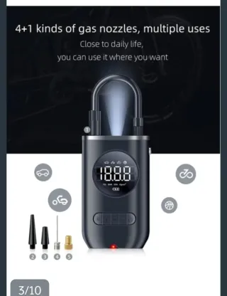 Inflador Portátil, bateria,linterna ,accesorios