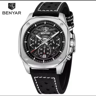 Reloj Benyar Hombre Negro y Plateado