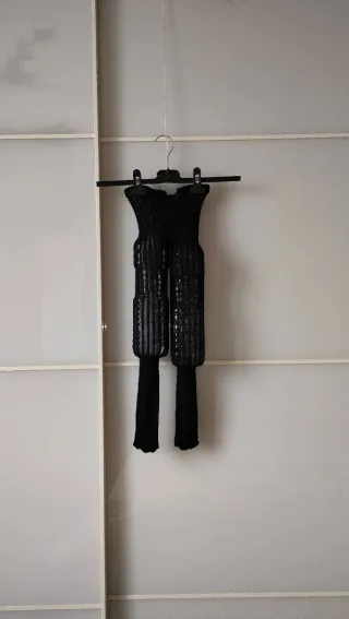 Collant rete rigato nero