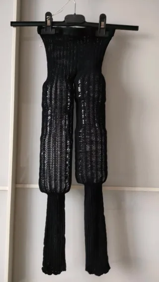 Collant rete rigato nero