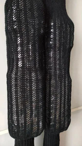 Collant rete rigato nero