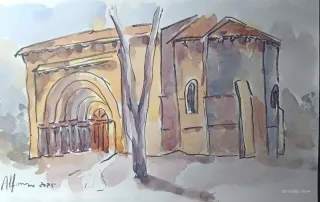 Acuarela. Iglesia Románica de Palencia