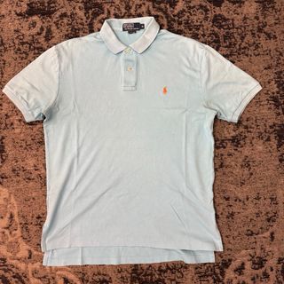 Polo Ralph Lauren Uomo M Celeste Logo Arancione