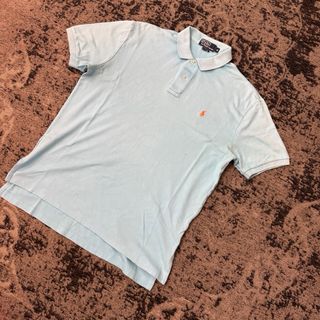 Polo Ralph Lauren Uomo M Celeste Logo Arancione