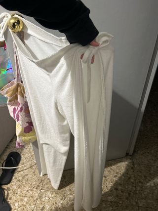 Pantalones blancos tela albornoz