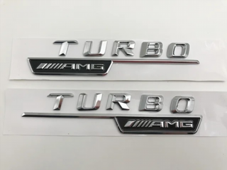 Emblema laterales AMG 4MATIC TURBO plata