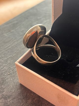 Anillo Plata Ley Piedra Marrón Jaspe