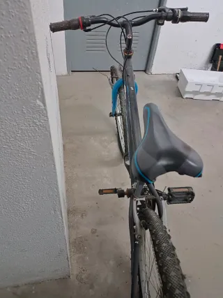 Bicicleta infantil negra y azul