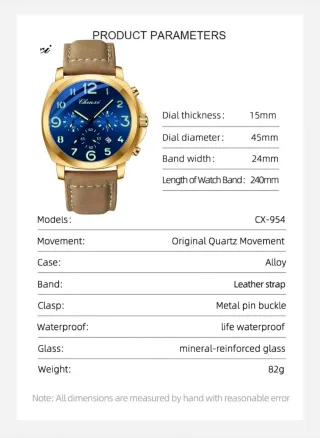 Reloj Chenxi Hombre Azul y Dorado
