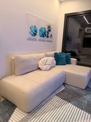 Sofá rinconero Comfivo gris perla nuevo