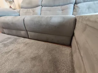 Sofá cheslong 3 plazas tela beige/gris