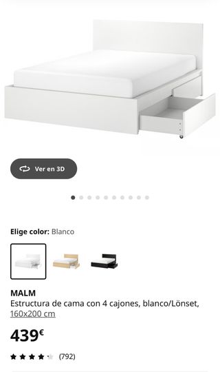 Estructura cama MALM 4 cajones 160x200