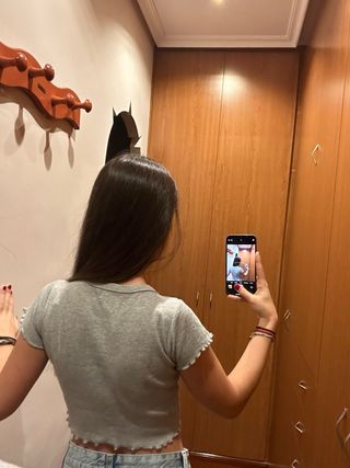 Pull&Bear Camiseta Manga Corta Gris Talla XS