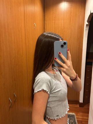 Pull&Bear Camiseta Manga Corta Gris Talla XS