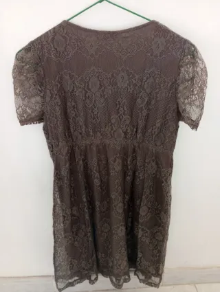 Vestido Cortefiel marrón encaje