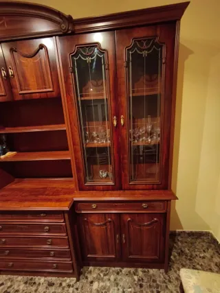 Mueble de salón completo madera y cristal
