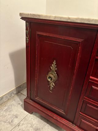 Mueble recibidor madera y mármol