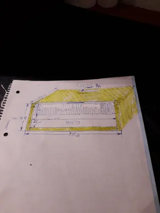 Mesa mueble TV salón de madera con cajón.