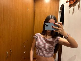 Crop top Pull&Bear rayas rosa-granate manga corta