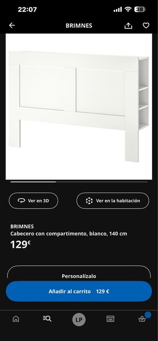 Cabecero de cama blanco de madera