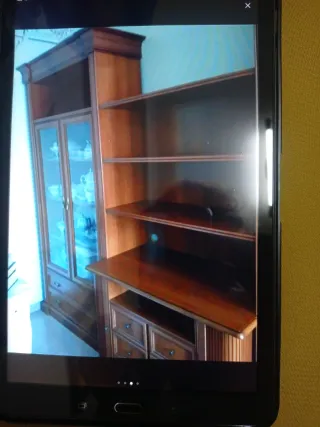 Mueble de salón modular madera y cristal