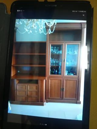 Mueble de salón modular madera y cristal