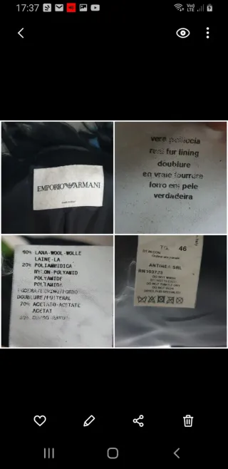 Armani cappotto lana e pelliccia L/XL